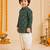 Boy's dark green rayon bandhni thigh length kurta and dhoti set