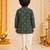 Boy's dark green rayon bandhni thigh length kurta and dhoti set