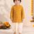 Boy's mustard rayon bandhni thigh length kurta and dhoti set