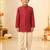 Boy's red rayon bandhni thigh length kurta and dhoti set