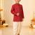 Boy's red rayon bandhni thigh length kurta and dhoti set