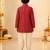Boy's red rayon bandhni thigh length kurta and dhoti set