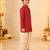 Boy's red rayon bandhni thigh length kurta and dhoti set