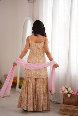 Ivory floral sharara set with dupatta 2