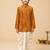 Boy's mustard rayon bandhni thigh length kurta and dhoti set