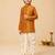 Boy's mustard rayon bandhni thigh length kurta and dhoti set