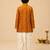 Boy's mustard rayon bandhni thigh length kurta and dhoti set