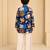 Boy's blue muslin quirky thigh length kurta and pyjama set