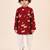 Boy's maroon cotton printed thigh length kurta and dhoti set