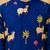 Boy's navy blue cotton block print thigh length kurta and dhoti set