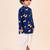 Boy's navy blue cotton block print thigh length kurta and dhoti set