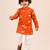 Boy's orange cotton printed thigh length kurta and dhoti set