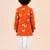Boy's orange cotton printed thigh length kurta and dhoti set