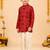 Boy's red rayon ikkat thigh length kurta and dhoti set