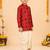 Boy's red rayon ikkat thigh length kurta and dhoti set
