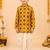 Boy's mustard rayon ikkat thigh length kurta and dhoti set