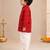 Boy's red rayon ikkat thigh length kurta and dhoti set