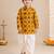 Boy's mustard rayon ikkat thigh length kurta and dhoti set