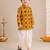 Boy's mustard rayon ikkat thigh length kurta and dhoti set