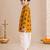 Boy's mustard rayon ikkat thigh length kurta and dhoti set