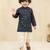 Boy's navy blue rayon ikkat thigh length kurta and dhoti set