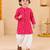 Boy's red cotton bandhni thigh length kurta and dhoti set