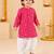 Boy's red cotton bandhni thigh length kurta and dhoti set