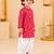 Boy's red cotton bandhni thigh length kurta and dhoti set