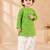 Boy's green cotton bandhni thigh length kurta and dhoti set
