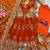 Orange  silk blend embroidered anarkali kurta set with pant and dupatta