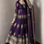 Purple silk blend embroidered anarkali kurta set with pant and dupatta
