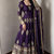 Purple silk blend embroidered anarkali kurta set with pant and dupatta
