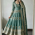 Sea green silk blend embroidered anarkali kurta set with pant and dupatta