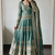 Sea green silk blend embroidered anarkali kurta set with pant and dupatta