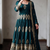 Teal silk blend embroidered anarkali kurta set with pant and dupatta
