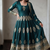 Teal silk blend embroidered anarkali kurta set with pant and dupatta