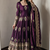 Wine silk blend embroidered anarkali kurta set with pant and dupatta
