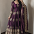 Wine silk blend embroidered anarkali kurta set with pant and dupatta