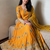 Yellow silk blend embroidered anarkali kurta set with pant and dupatta