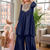 Coral blue embroidered yoke pleated short kurti with flared palazzo set for women