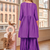Coral lavendar embroidered yoke pleated short kurti with flared palazzo set for women