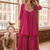 Coral rani pink embroidered yoke pleated short kurti with flared palazzo set for women