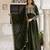 Mehndi silk blend embroidery anarkali kurta pant set with dupatta