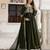 Mehndi silk blend embroidery anarkali kurta pant set with dupatta