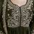Mehndi silk blend embroidery anarkali kurta pant set with dupatta