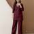 Women's stylish maroon soft viscose silk kurta and pant casual wear co-ord set