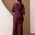 Women's stylish maroon soft viscose silk kurta and pant casual wear co-ord set