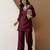Women's stylish maroon soft viscose silk kurta and pant casual wear co-ord set