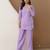 Women's stylish lightpurple soft viscose silk kurta and pant casual wear co-ord set