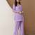Women's stylish lightpurple soft viscose silk kurta and pant casual wear co-ord set